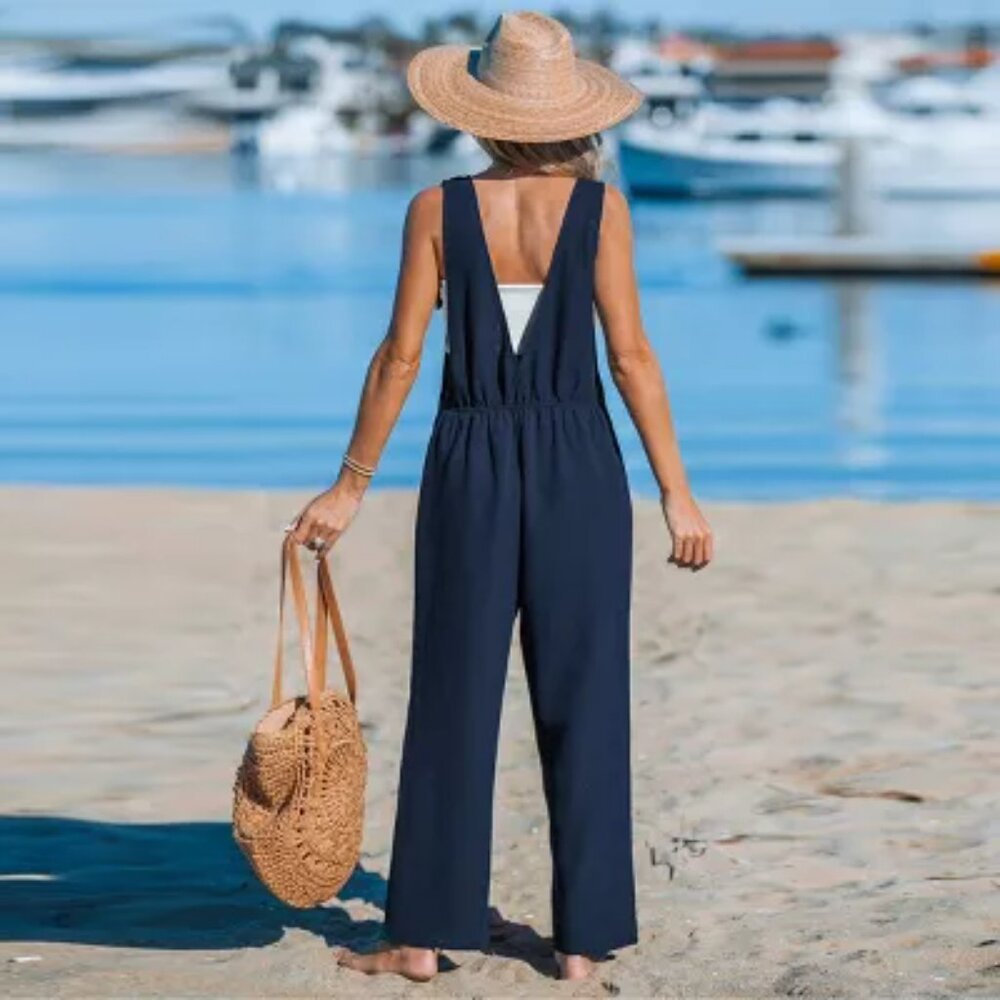 Cupshe Sleeveless Scoop Neck Straight Leg Jumpsuit - Picture 3 of 4